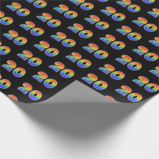 Fun Rainbow Spectrum Pattern "20" Ereignisnummer Geschenkpapier (Ecke)