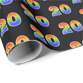 Fun Rainbow Spectrum Pattern "20" Ereignisnummer Geschenkpapier (Rolleneckpunkt)