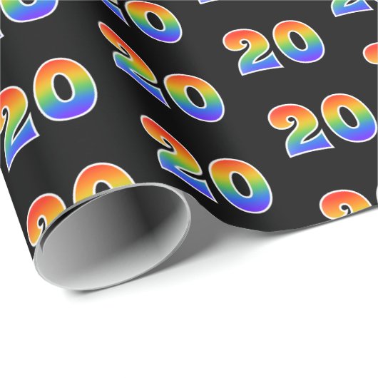 Fun Rainbow Spectrum Pattern "20" Ereignisnummer Geschenkpapier (Rolleneckpunkt)