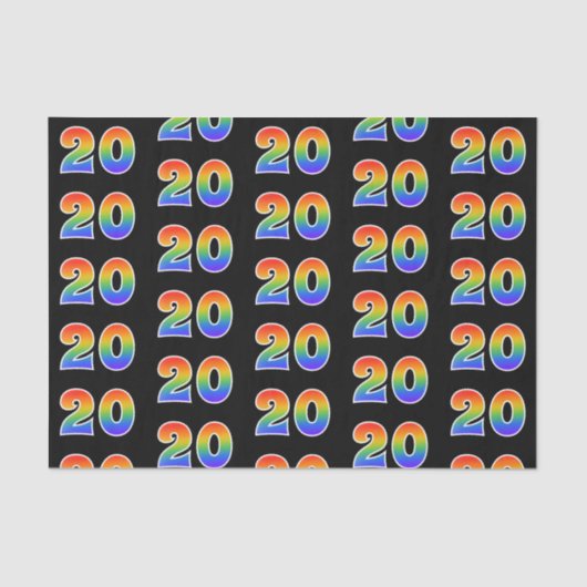Fun Rainbow Spectrum Pattern "20" Ereignisnummer Seidenpapier (Vorderseite)