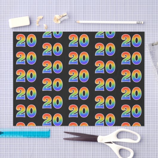 Fun Rainbow Spectrum Pattern "20" Ereignisnummer Seidenpapier (Handwerk)
