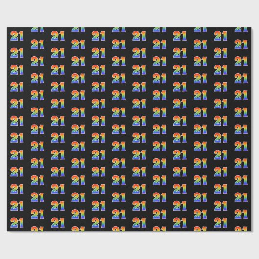 Fun Rainbow Spectrum Pattern "21" Ereignisnummer Geschenkpapier (Flach)