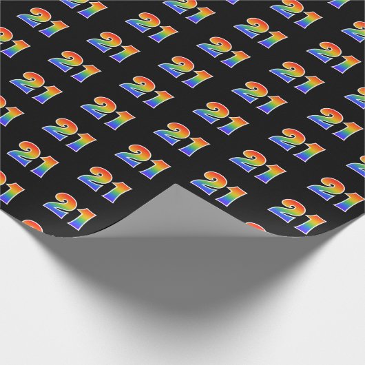 Fun Rainbow Spectrum Pattern "21" Ereignisnummer Geschenkpapier (Ecke)
