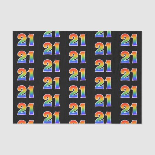 Fun Rainbow Spectrum Pattern "21" Ereignisnummer Seidenpapier (Vorderseite)