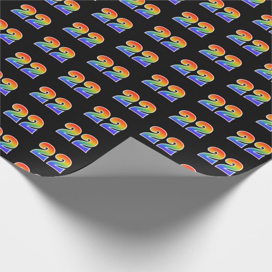 Fun Rainbow Spectrum Pattern "22" Ereignisnummer Geschenkpapier (Ecke)