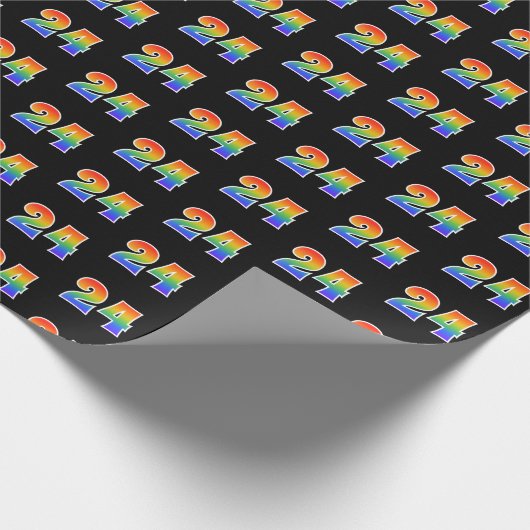 Fun Rainbow Spectrum Pattern "24" Ereignisnummer Geschenkpapier (Ecke)