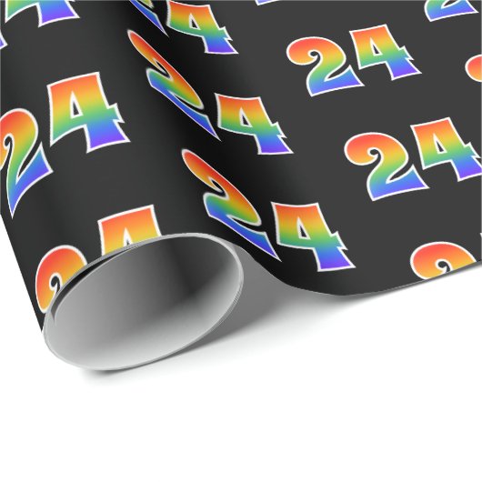 Fun Rainbow Spectrum Pattern "24" Ereignisnummer Geschenkpapier (Rolleneckpunkt)