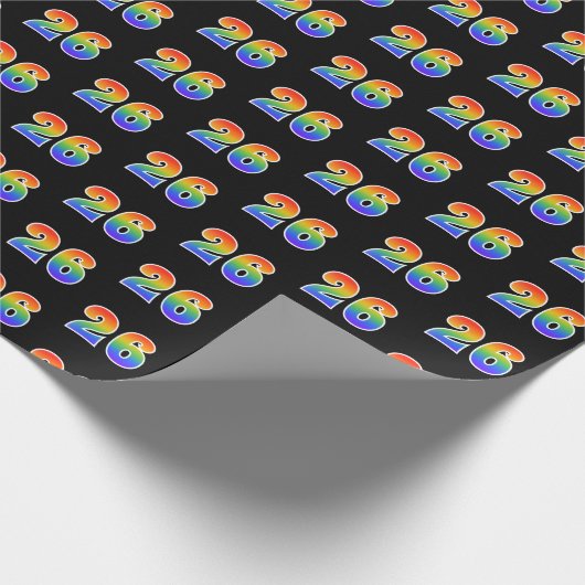 Fun Rainbow Spectrum Pattern "26" Ereignisnummer Geschenkpapier (Ecke)
