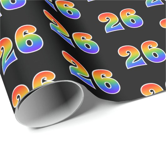 Fun Rainbow Spectrum Pattern "26" Ereignisnummer Geschenkpapier (Rolleneckpunkt)