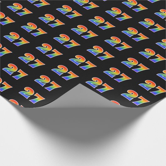 Fun Rainbow Spectrum Pattern "27" Ereignisnummer Geschenkpapier (Ecke)