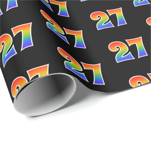 Fun Rainbow Spectrum Pattern "27" Ereignisnummer Geschenkpapier (Rolleneckpunkt)