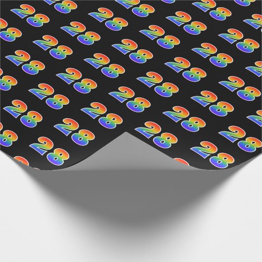 Fun Rainbow Spectrum Pattern "28" Ereignisnummer Geschenkpapier (Ecke)