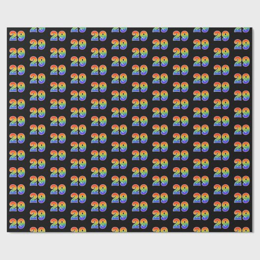Fun Rainbow Spectrum Pattern "29" Ereignisnummer Geschenkpapier (Flach)