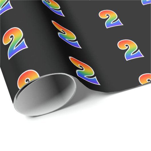 Fun Rainbow Spectrum Pattern "2" Ereignisnummer Geschenkpapier (Rolleneckpunkt)