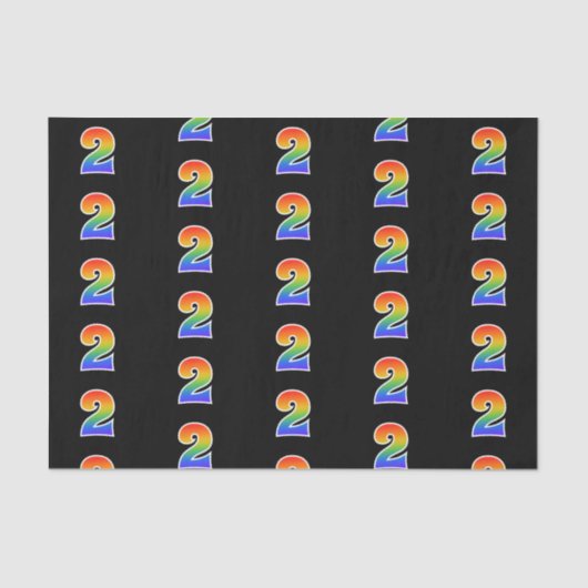 Fun Rainbow Spectrum Pattern "2" Ereignisnummer Seidenpapier (Vorderseite)