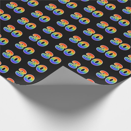 Fun Rainbow Spectrum Pattern "30" Ereignisnummer Geschenkpapier (Ecke)