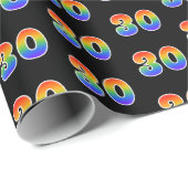 Fun Rainbow Spectrum Pattern "30" Ereignisnummer Geschenkpapier (Rolleneckpunkt)