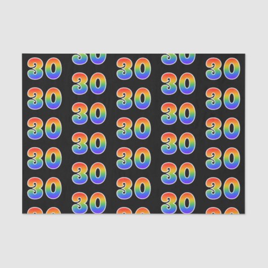 Fun Rainbow Spectrum Pattern "30" Ereignisnummer Seidenpapier (Vorderseite)