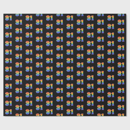 Fun Rainbow Spectrum Pattern "31" Ereignisnummer Geschenkpapier (Flach)
