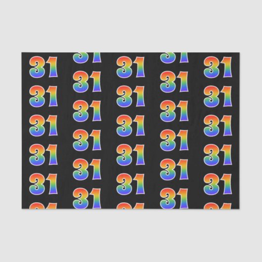 Fun Rainbow Spectrum Pattern "31" Ereignisnummer Seidenpapier (Vorderseite)