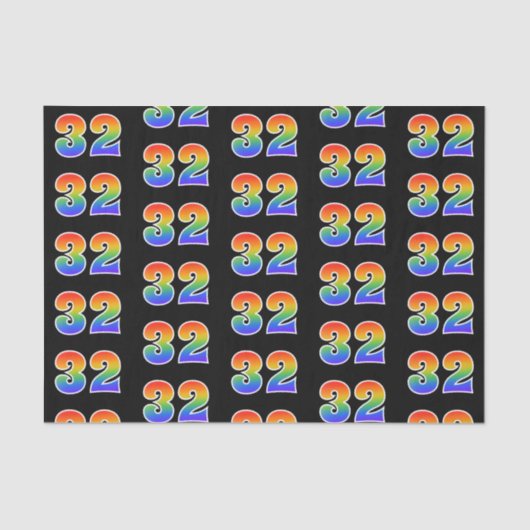 Fun Rainbow Spectrum Pattern "32" Ereignisnummer Seidenpapier (Vorderseite)