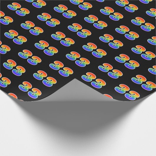 Fun Rainbow Spectrum Pattern "33" Ereignisnummer Geschenkpapier (Ecke)