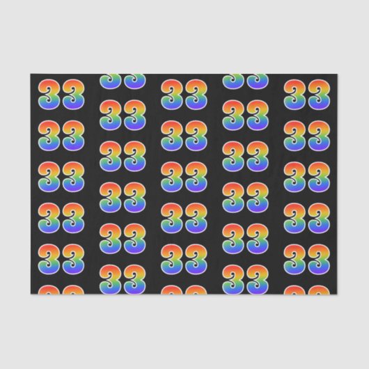 Fun Rainbow Spectrum Pattern "33" Ereignisnummer Seidenpapier (Vorderseite)