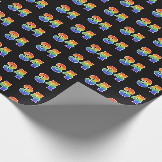 Fun Rainbow Spectrum Pattern "34" Ereignisnummer Geschenkpapier (Ecke)