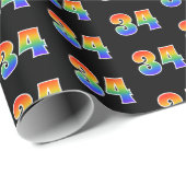 Fun Rainbow Spectrum Pattern "34" Ereignisnummer Geschenkpapier (Rolleneckpunkt)