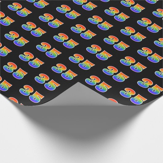 Fun Rainbow Spectrum Pattern "35" Ereignisnummer Geschenkpapier (Ecke)