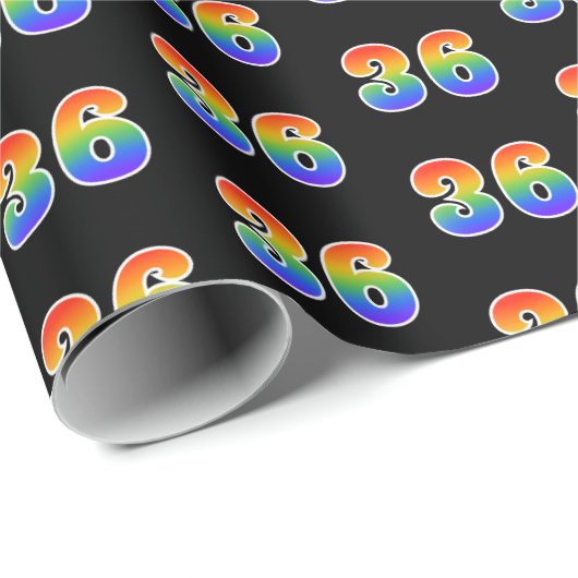 Fun Rainbow Spectrum Pattern "36" Ereignisnummer Geschenkpapier (Rolleneckpunkt)