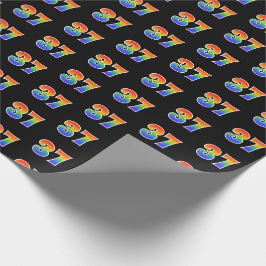 Fun Rainbow Spectrum Pattern "37" Ereignisnummer Geschenkpapier (Ecke)