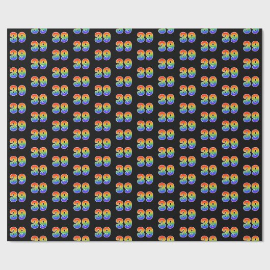 Fun Rainbow Spectrum Pattern "39" Ereignisnummer Geschenkpapier (Flach)