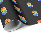 Fun Rainbow Spectrum Pattern "3" Ereignisnummer Geschenkpapier (Rolleneckpunkt)