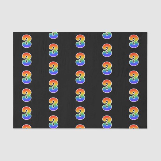 Fun Rainbow Spectrum Pattern "3" Ereignisnummer Seidenpapier (Vorderseite)