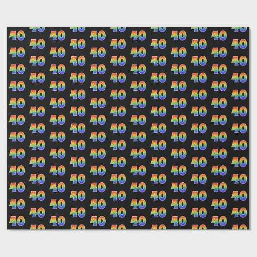 Fun Rainbow Spectrum Pattern "40" Ereignisnummer Geschenkpapier (Flach)