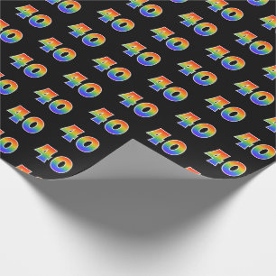 Fun Rainbow Spectrum Pattern "40" Ereignisnummer Geschenkpapier