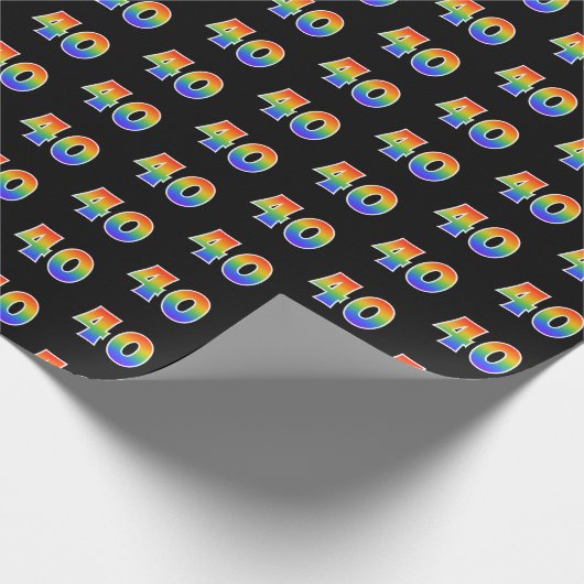 Fun Rainbow Spectrum Pattern "40" Ereignisnummer Geschenkpapier (Ecke)