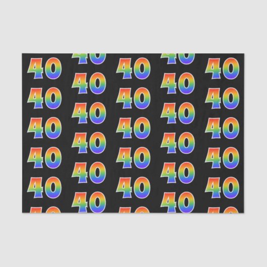 Fun Rainbow Spectrum Pattern "40" Ereignisnummer Seidenpapier (Vorderseite)