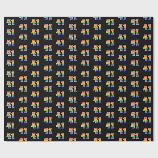 Fun Rainbow Spectrum Pattern "41" Ereignisnummer Geschenkpapier (Flach)