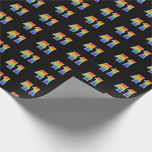 Fun Rainbow Spectrum Pattern "41" Ereignisnummer Geschenkpapier (Ecke)