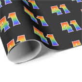 Fun Rainbow Spectrum Pattern "41" Ereignisnummer Geschenkpapier (Rolleneckpunkt)