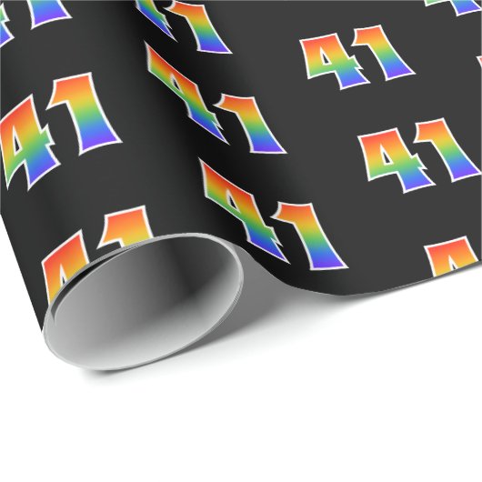 Fun Rainbow Spectrum Pattern "41" Ereignisnummer Geschenkpapier (Rolleneckpunkt)