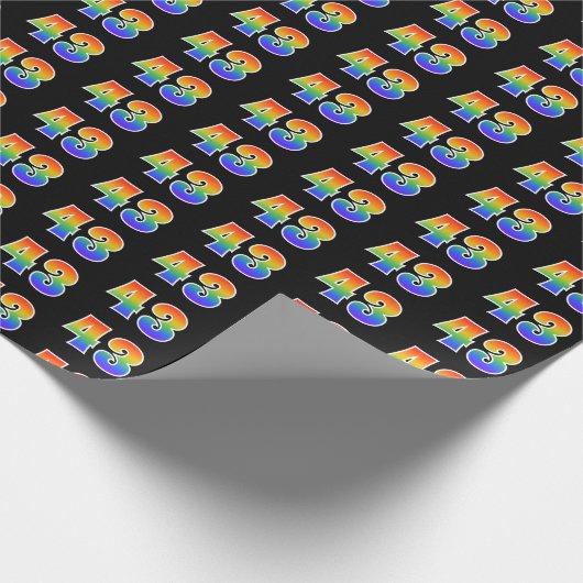 Fun Rainbow Spectrum Pattern "43" Ereignisnummer Geschenkpapier (Ecke)