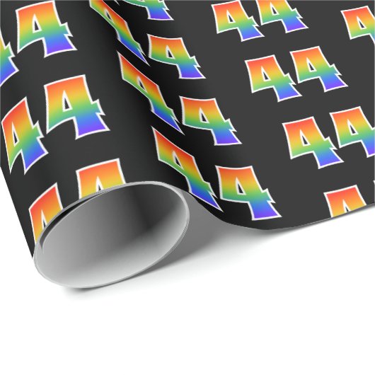 Fun Rainbow Spectrum Pattern "44" Ereignisnummer Geschenkpapier (Rolleneckpunkt)