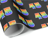 Fun Rainbow Spectrum Pattern "45" Ereignisnummer Geschenkpapier (Rolleneckpunkt)