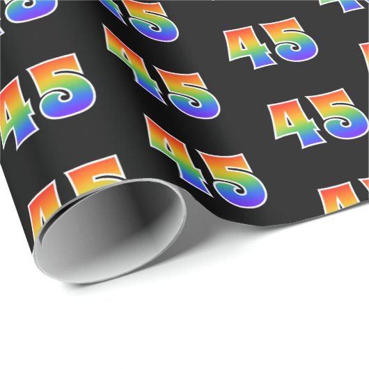 Fun Rainbow Spectrum Pattern "45" Ereignisnummer Geschenkpapier (Rolleneckpunkt)