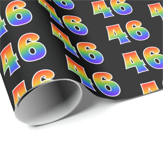 Fun Rainbow Spectrum Pattern "46" Ereignisnummer Geschenkpapier (Rolleneckpunkt)