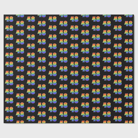 Fun Rainbow Spectrum Pattern "48" Ereignisnummer Geschenkpapier (Flach)