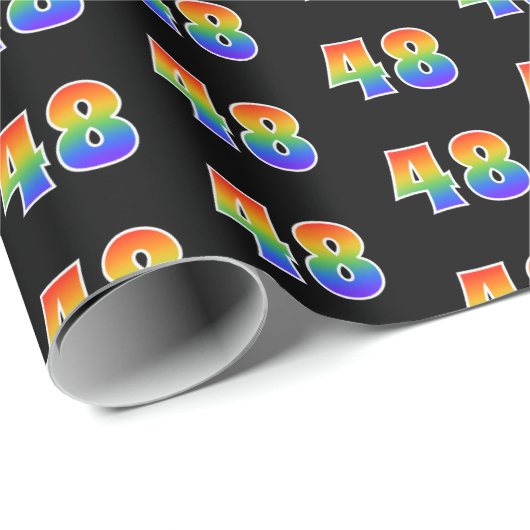 Fun Rainbow Spectrum Pattern "48" Ereignisnummer Geschenkpapier (Rolleneckpunkt)
